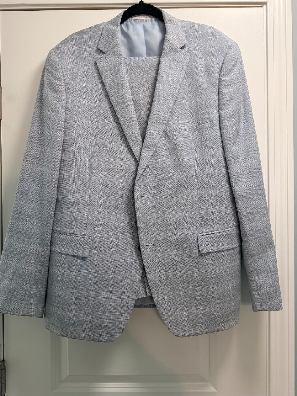 Alfani Light Gray/Blue Plaid Two-Piece Suit